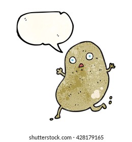 freehand speech bubble textured cartoon potato running