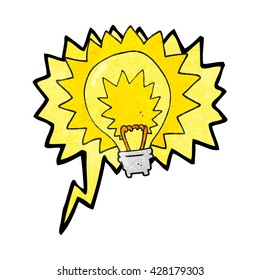 freehand speech bubble textured cartoon light bulb shining