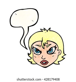 freehand speech bubble textured cartoon angry female face