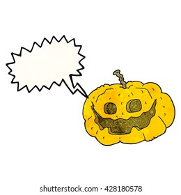 freehand speech bubble textured cartoon halloween pumpkin