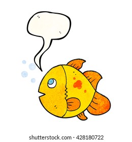 freehand speech bubble textured cartoon fish
