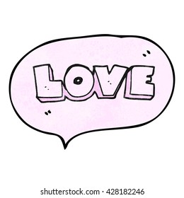 freehand speech bubble textured cartoon word love