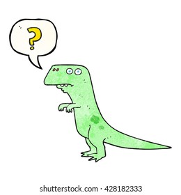 freehand speech bubble textured cartoon confused dinosaur