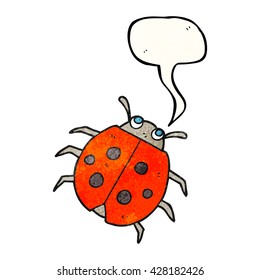 freehand speech bubble textured cartoon ladybug
