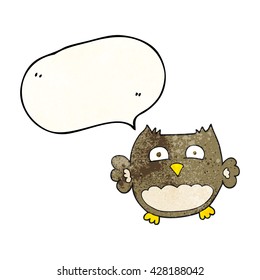 freehand speech bubble textured cartoon owl