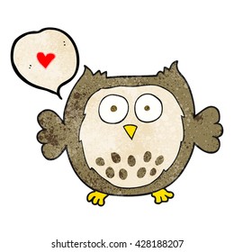 freehand speech bubble textured cartoon owl