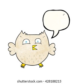 freehand speech bubble textured cartoon happy owl