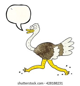 freehand speech bubble textured cartoon ostrich