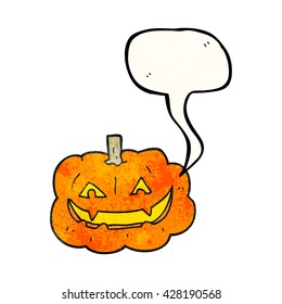 freehand speech bubble textured cartoon spooky pumpkin