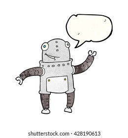 robot de dibujos animados con textura de burbuja de habla libre