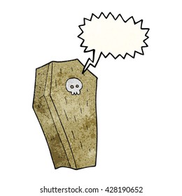 freehand speech bubble textured cartoon spooky coffin