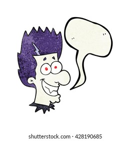 freehand speech bubble textured cartoon grinning vampire