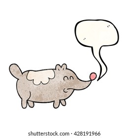 freehand speech bubble textured cartoon small fat dog