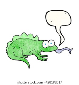 freehand speech bubble textured cartoon lizard