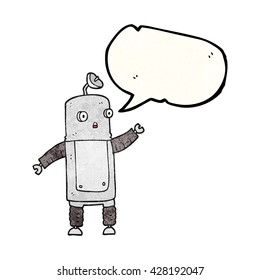 freehand speech bubble textured cartoon robot