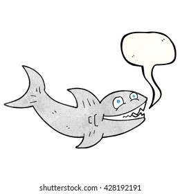 freehand speech bubble textured cartoon shark