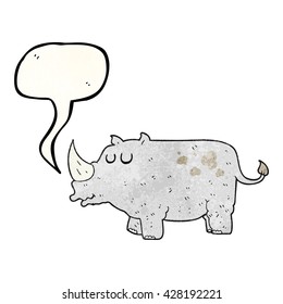freehand speech bubble textured cartoon rhino