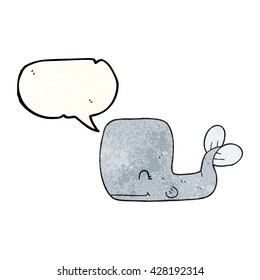 freehand speech bubble textured cartoon happy whale