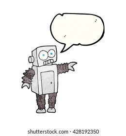 freehand speech bubble textured cartoon robot