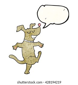 freehand speech bubble textured cartoon dancing dog