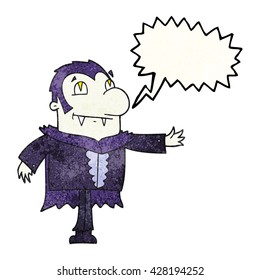 freehand speech bubble textured cartoon vampire