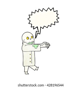 freehand speech bubble textured cartoon zombie