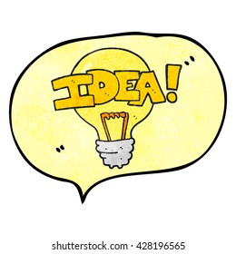 freehand speech bubble textured cartoon idea light bulb symbol