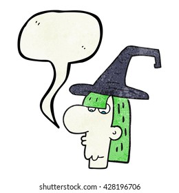 freehand speech bubble textured cartoon witch head