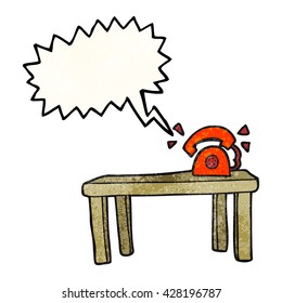 freehand speech bubble textured cartoon phone ringing on desk