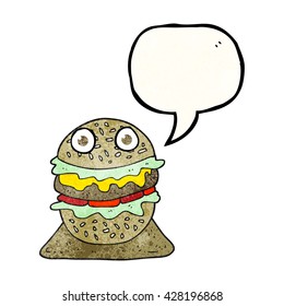 burbuja de habla libre textura caricatura sabrosa hamburguesa