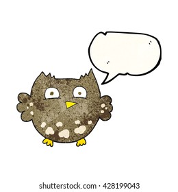 freehand speech bubble textured cartoon little owl