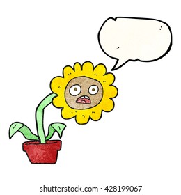 Freehand-Sprachblase strukturierte Cartoon traurige Blume