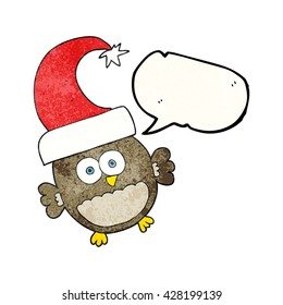 balão de fala à mão livre texturizado caricatura pequena coruja de natal