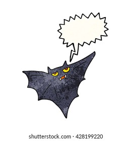freehand speech bubble textured cartoon halloween bat