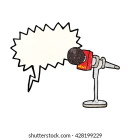 freehand speech bubble textured cartoon microphone