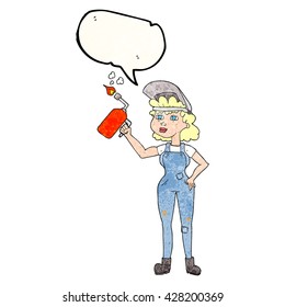burbuja de la libre expresión textura caricatura mujer soldadura