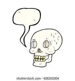 freehand speech bubble textured cartoon halloween skull