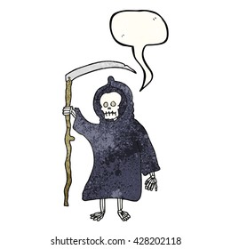 freehand speech bubble textured cartoon spooky death figure