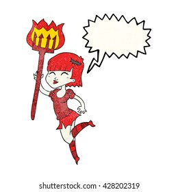 balão de fala à mão livre texturizado desenho animado diabo menina