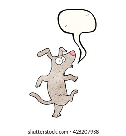 freehand speech bubble textured cartoon dancing dog