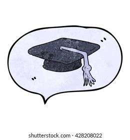 freehand speech bubble textured cartoon graduation cap