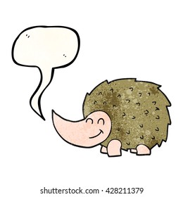 freehand speech bubble textured cartoon hedgehog