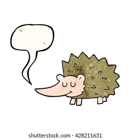 freehand speech bubble textured cartoon hedgehog