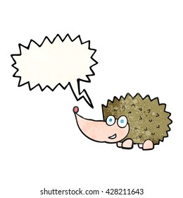 freehand speech bubble textured cartoon hedgehog
