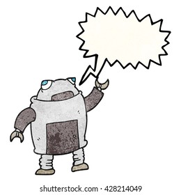 freehand speech bubble textured cartoon robot