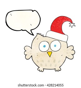 Freehand-Sprechblase strukturierte Cartoon-Kleinkeule mit Weihnachtsmütze
