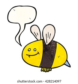 freehand speech bubble textured cartoon bee