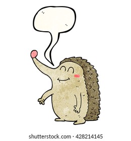 freehand speech bubble textured cartoon hedgehog