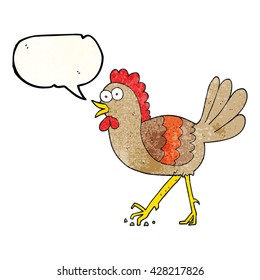 freehand speech bubble textured cartoon chicken