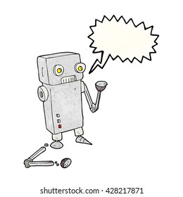 freehand speech bubble textured cartoon broken robot